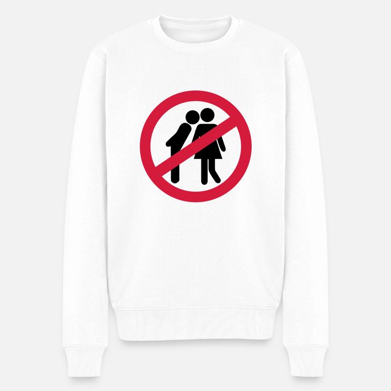 Küssen verboten - Männer Premium Bio Pullover - Weiß