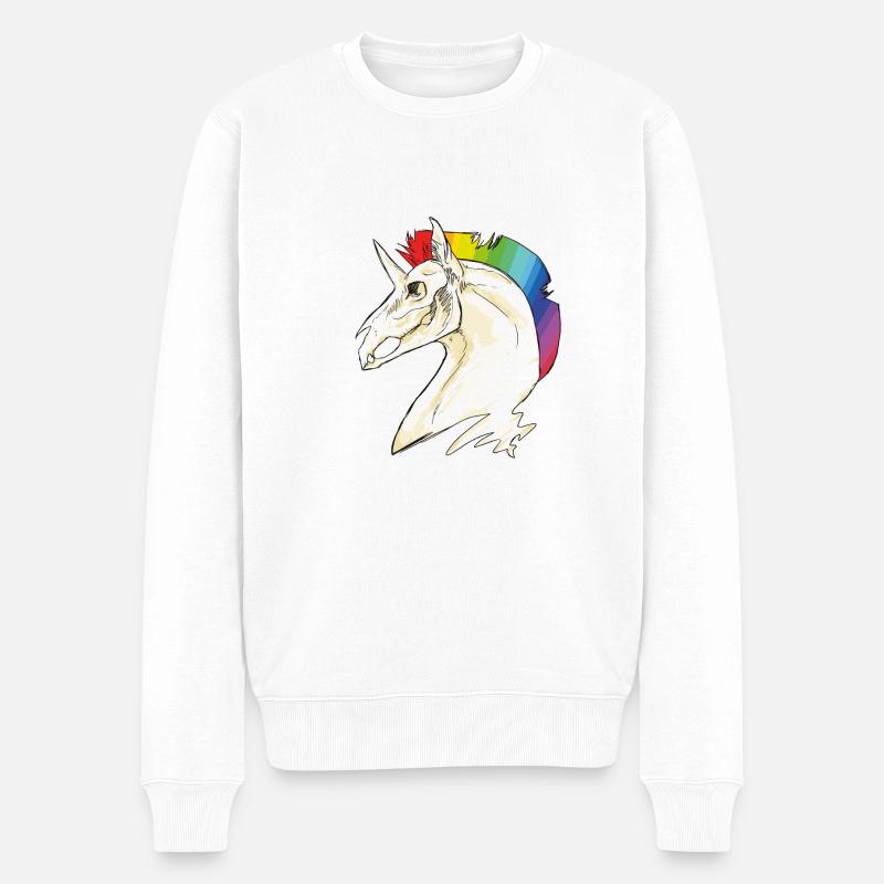 Einhorn Schädel - Männer Premium Bio Pullover - Weiß