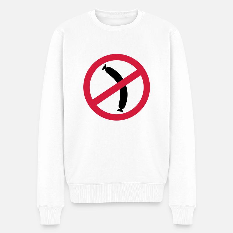 Wurst - Vegetarier - Männer Premium Bio Pullover - Weiß