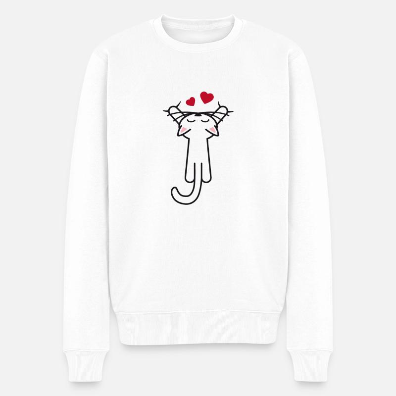 Kitty hanging love - Männer Premium Bio Pullover - Weiß