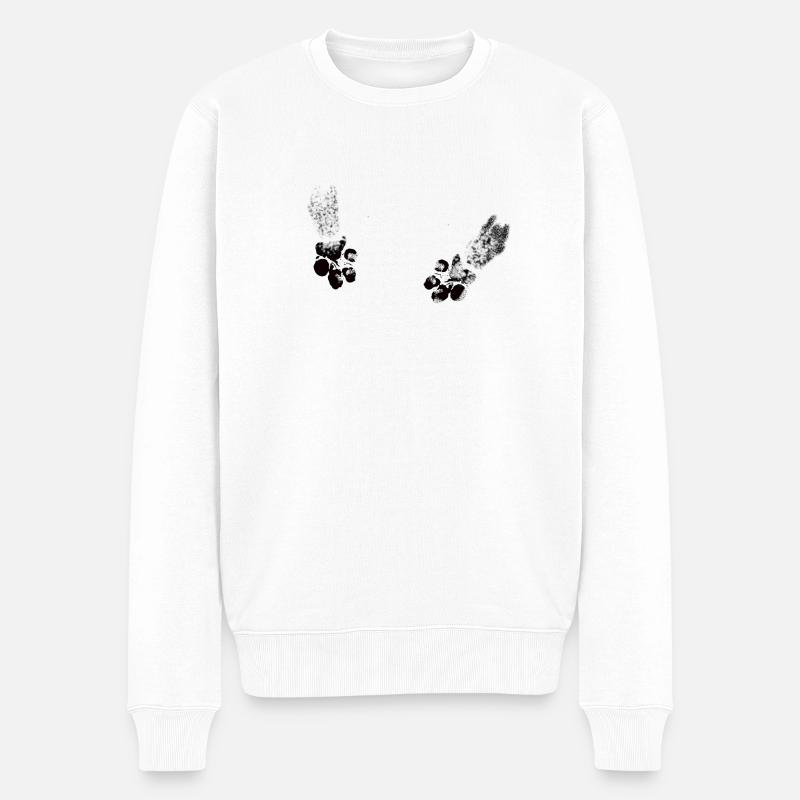 Hundeliebe Tierpfote - Männer Premium Bio Pullover - Weiß