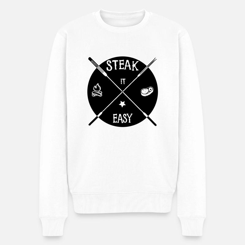 steak it easy_solid - Männer Premium Bio Pullover - Weiß