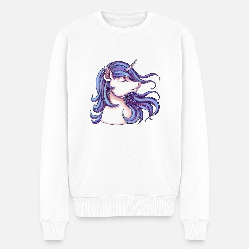 Einhorn mit Glitzer - Männer Premium Bio Pullover - Weiß