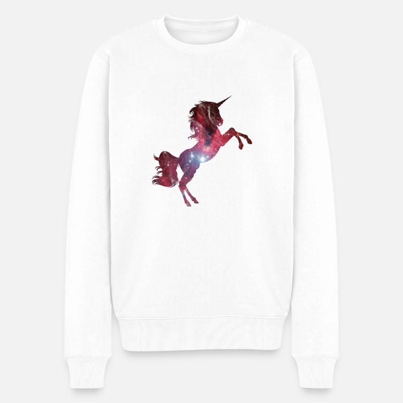 Unicorn Space Washed / Licorne - Pull Premium bio Homme - blanc