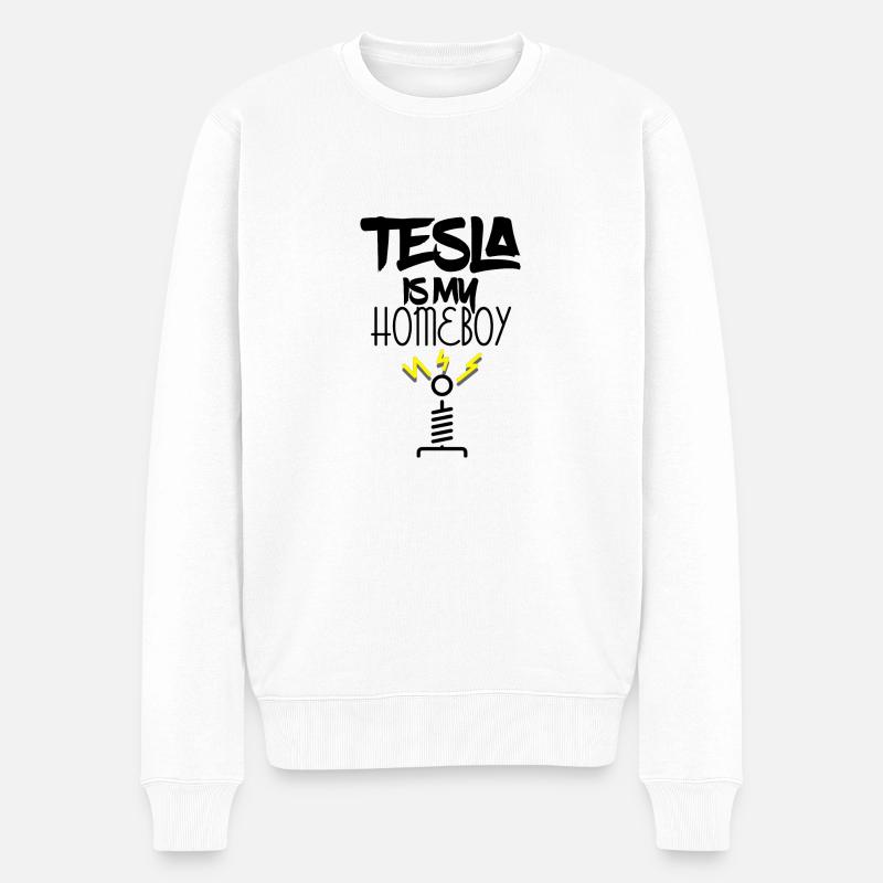 Tesla est mon - Pull Premium bio Homme - blanc