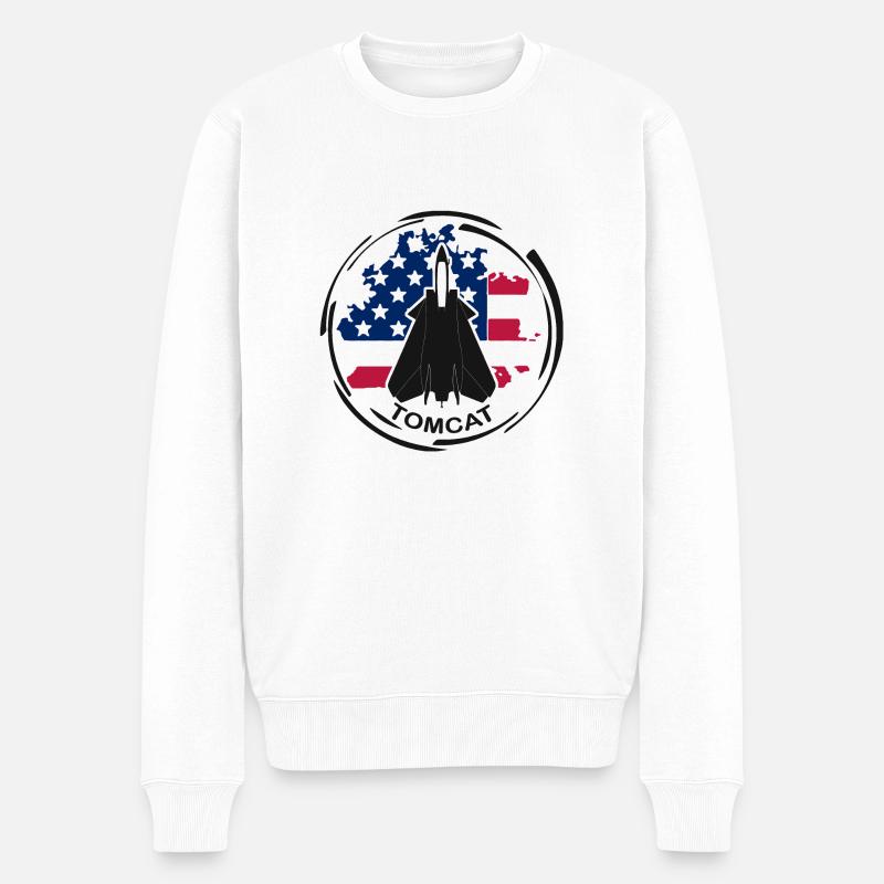 Flugzeug F14 Tomcat - Männer Premium Bio Pullover - Weiß