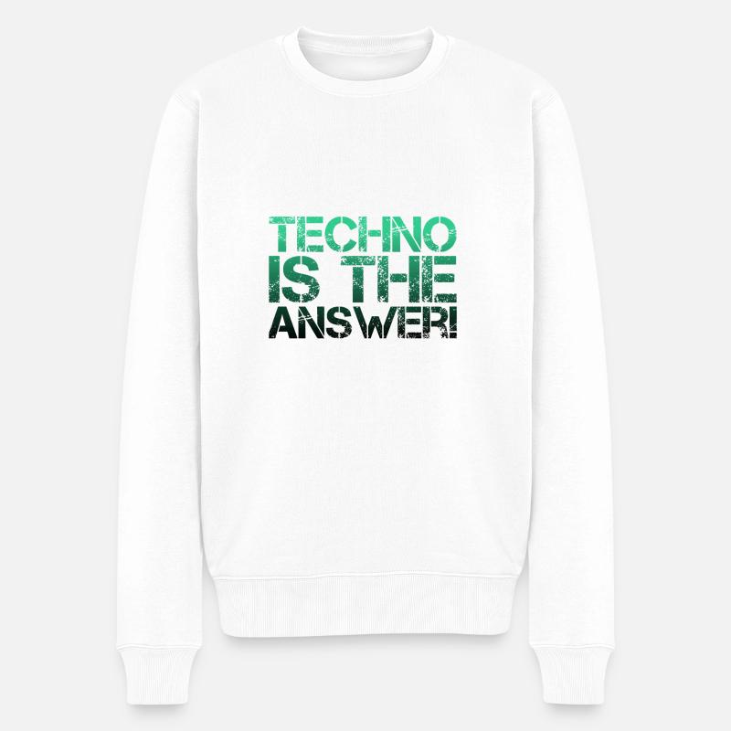 TECHNO - Männer Premium Bio Pullover - Weiß