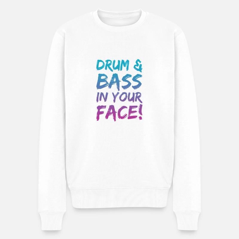 DRUM N BASS - Männer Premium Bio Pullover - Weiß