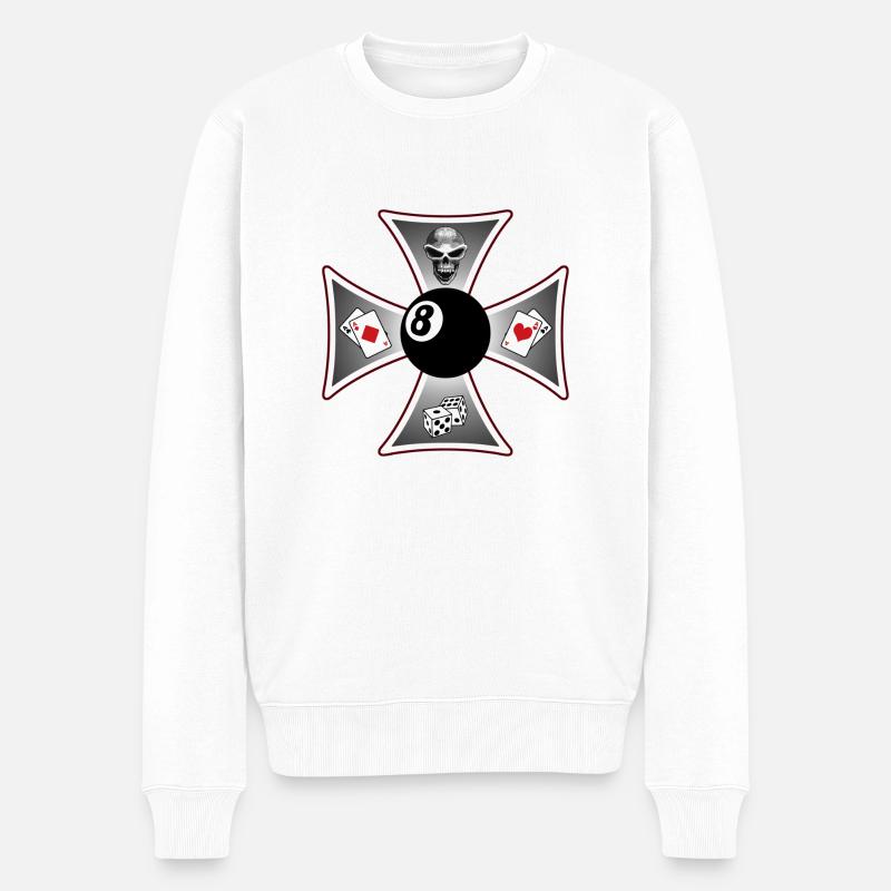 biker cross - Männer Premium Bio Pullover - Weiß