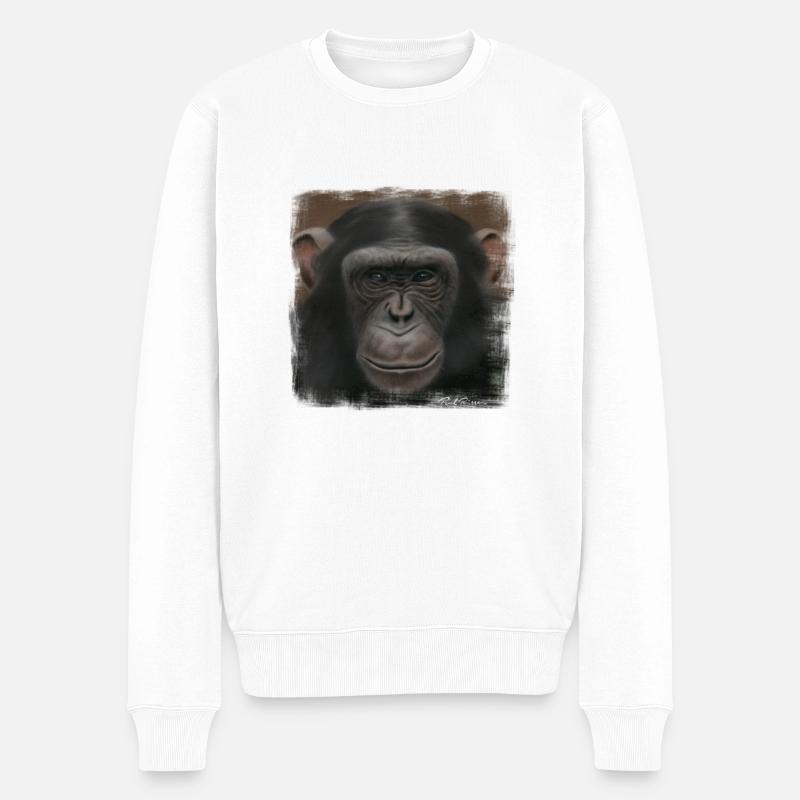 Schimpanse - Männer Premium Bio Pullover - Weiß