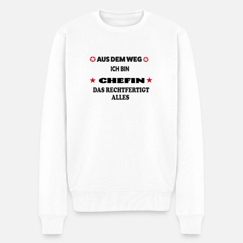Chefin - Männer Premium Bio Pullover - Weiß