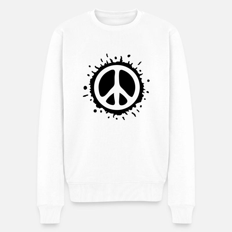 Peace (Splash) - Männer Premium Bio Pullover - Weiß