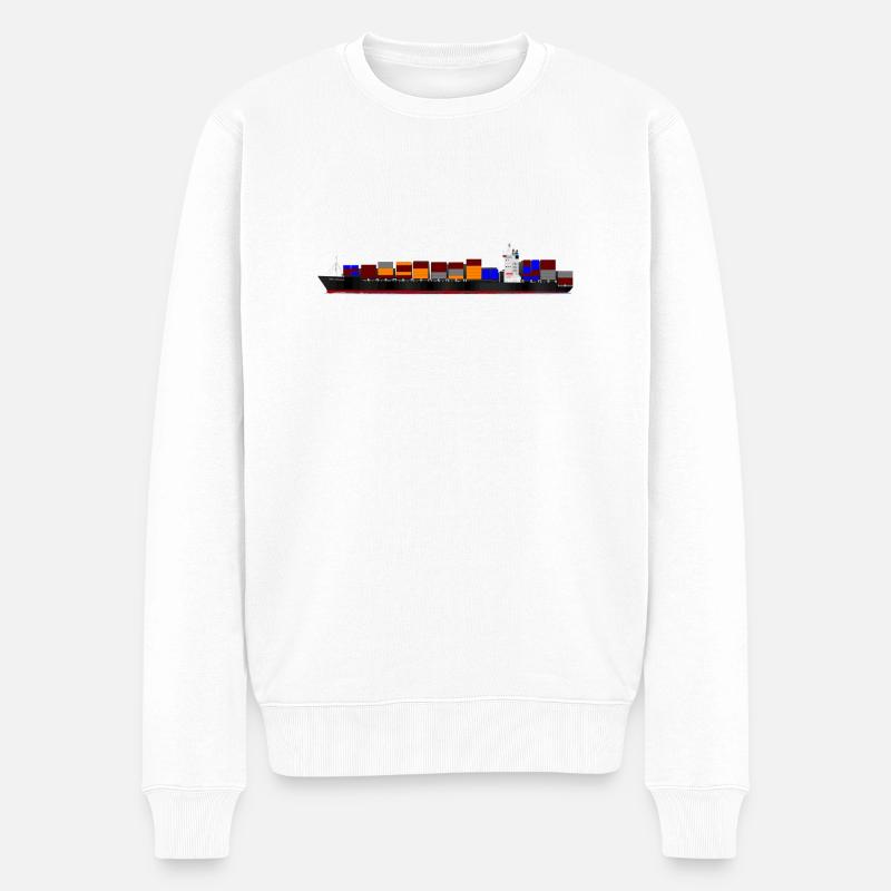 Containerschiff - Männer Premium Bio Pullover - Weiß