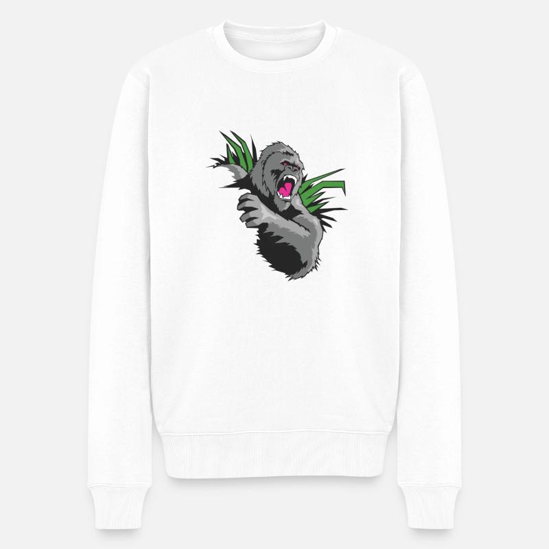 king kong - Männer Premium Bio Pullover - Weiß