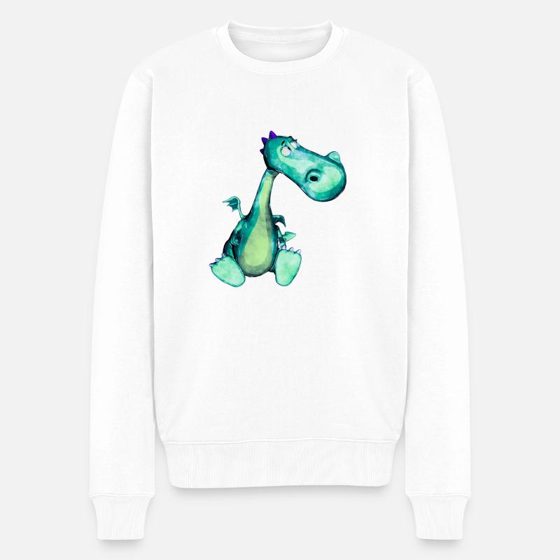 Dragon Ermel by Sabina Elisabeth - Männer Premium Bio Pullover - Weiß