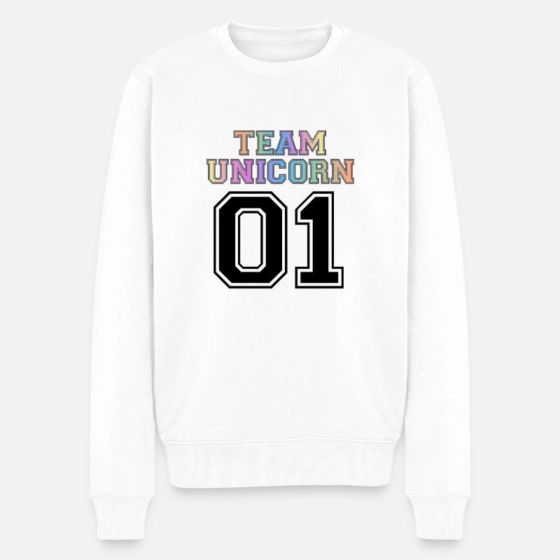 Team Unicorn 01 - black - Männer Premium Bio Pullover - Weiß
