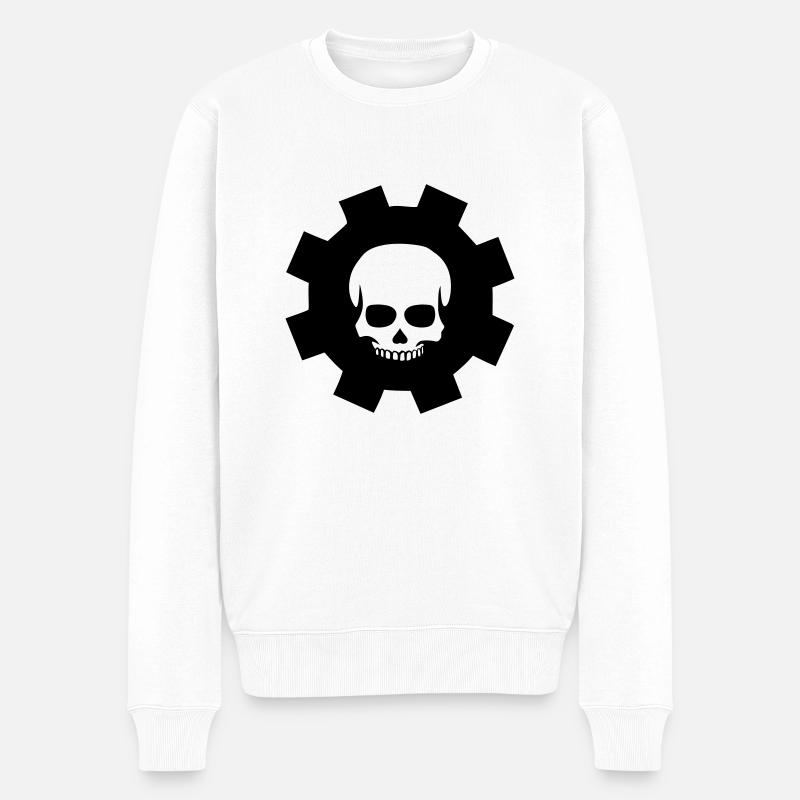 Crâne d'engrenage - Pull Premium bio Homme - blanc