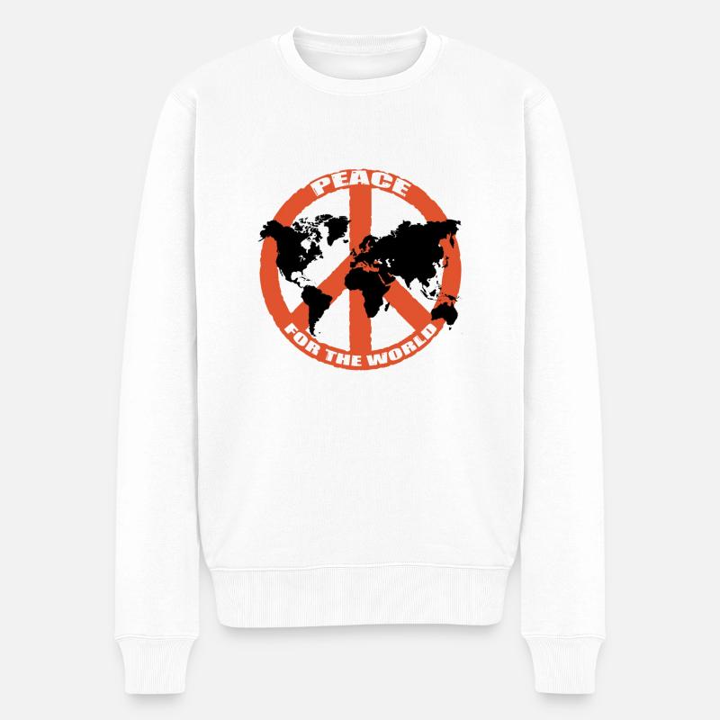 peace_01 - Männer Premium Bio Pullover - Weiß