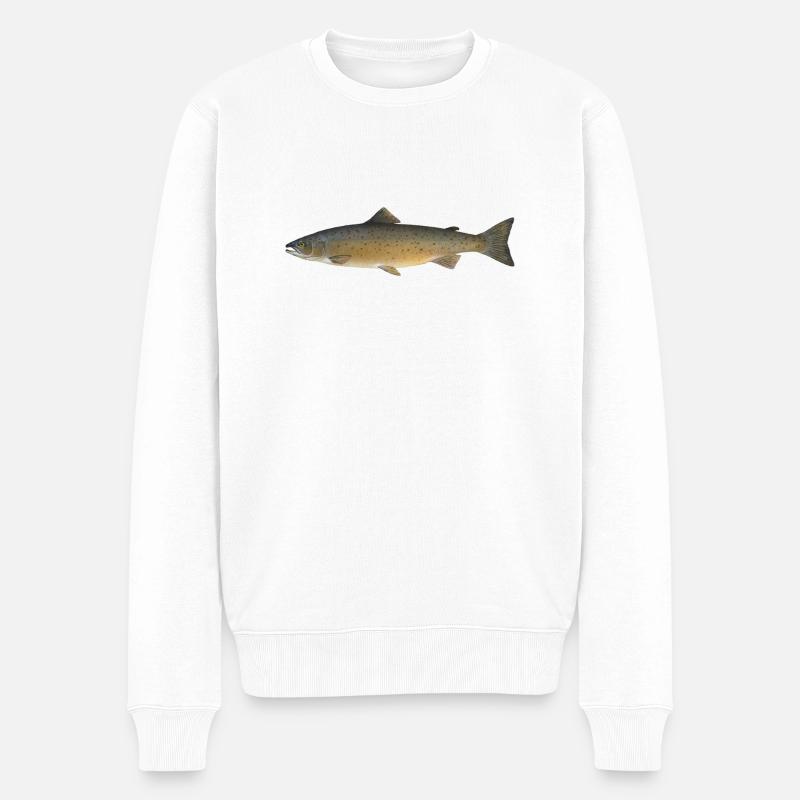 Lachs - Männer Premium Bio Pullover - Weiß