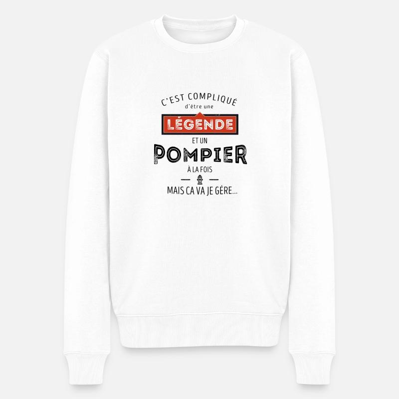 Légende et Pompier - Pull Premium bio Homme - blanc