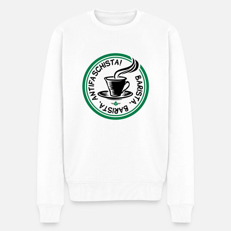barista antifaschista - Männer Premium Bio Pullover - Weiß