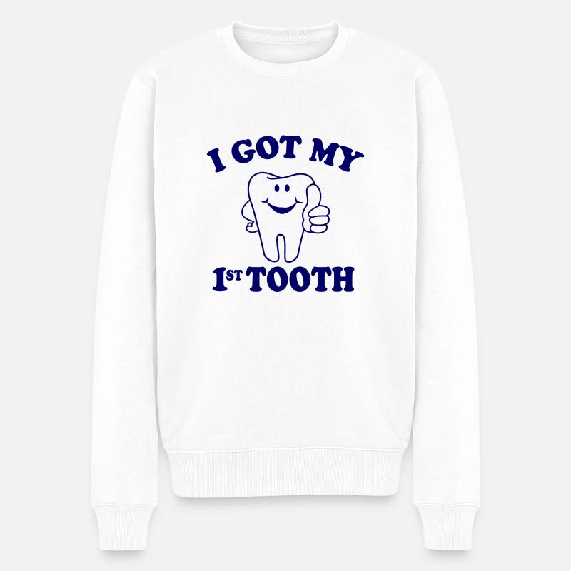 first tooth - Männer Premium Bio Pullover - Weiß