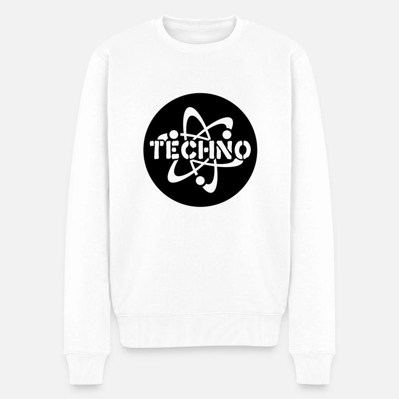 Techno__V005 - Männer Premium Bio Pullover - Weiß