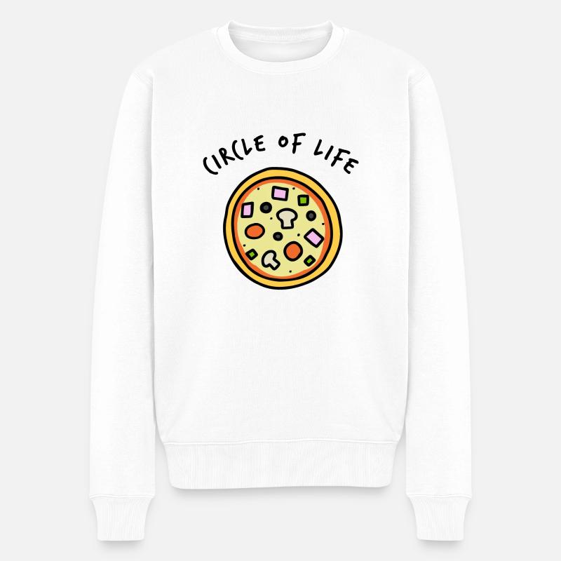 Pizza - circle of life - Männer Premium Bio Pullover - Weiß