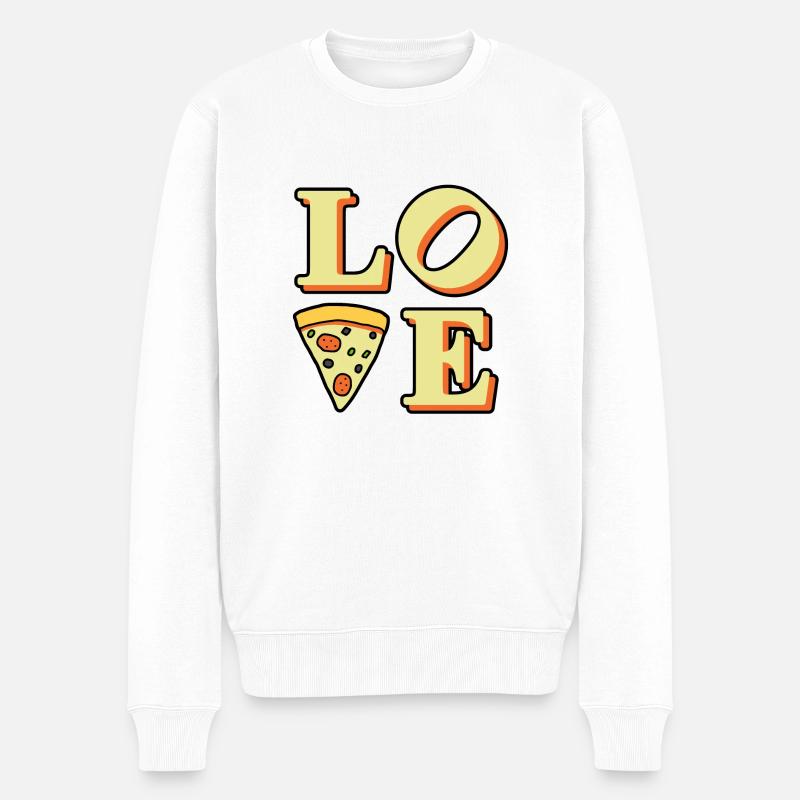 pizza love - Männer Premium Bio Pullover - Weiß