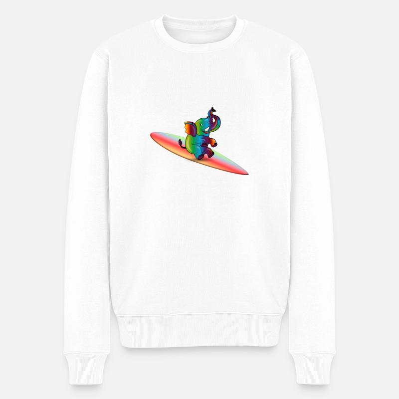 éléphant surfin - Pull Premium bio Homme - blanc