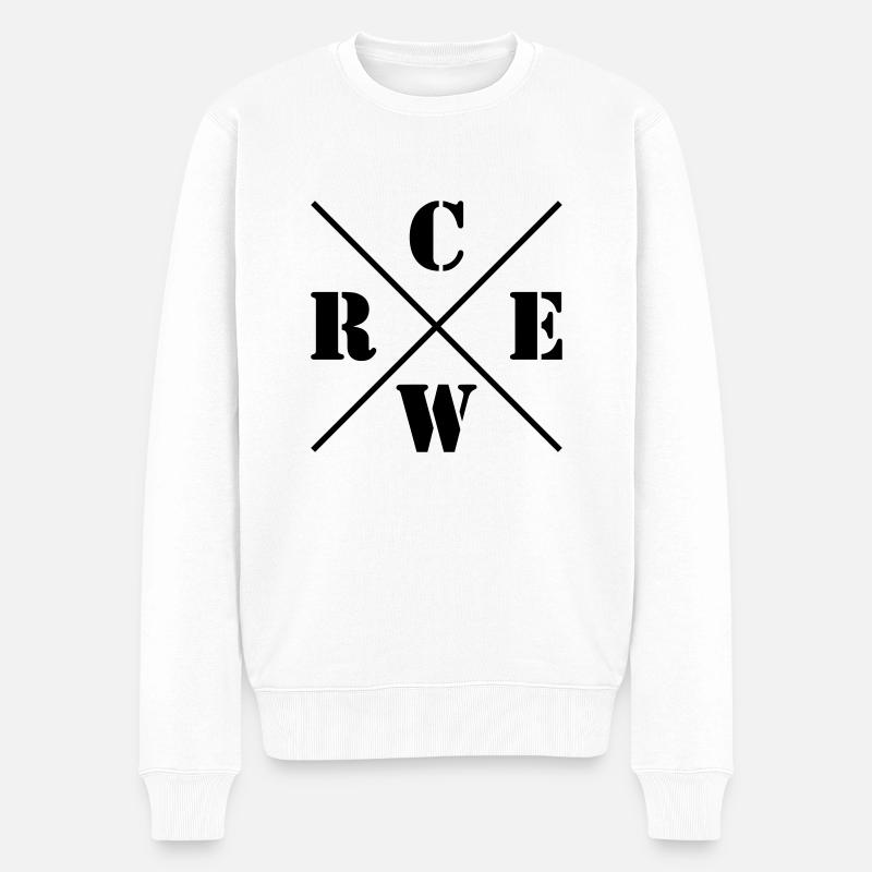 crew logo - Pull Premium bio Homme - blanc