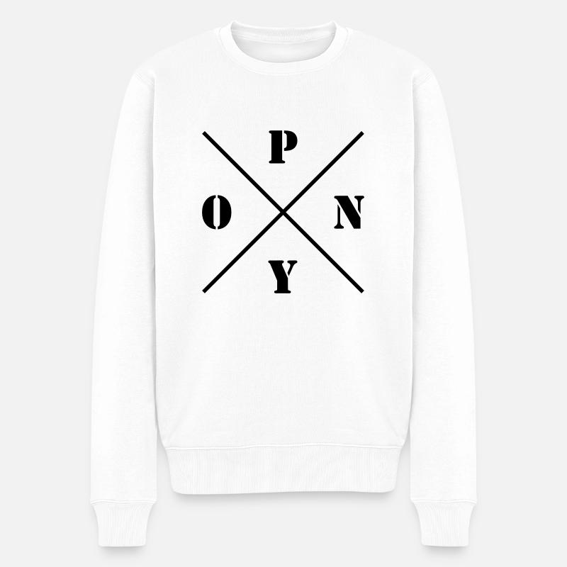 Pony Logo - Männer Premium Bio Pullover - Weiß