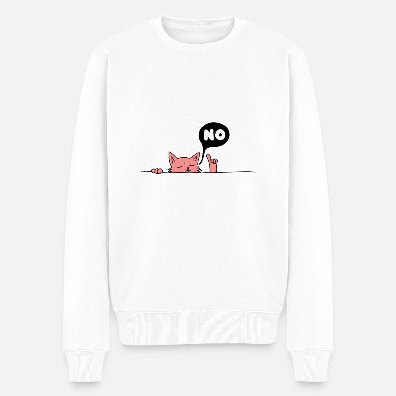Nein Katze - Männer Premium Bio Pullover - Weiß