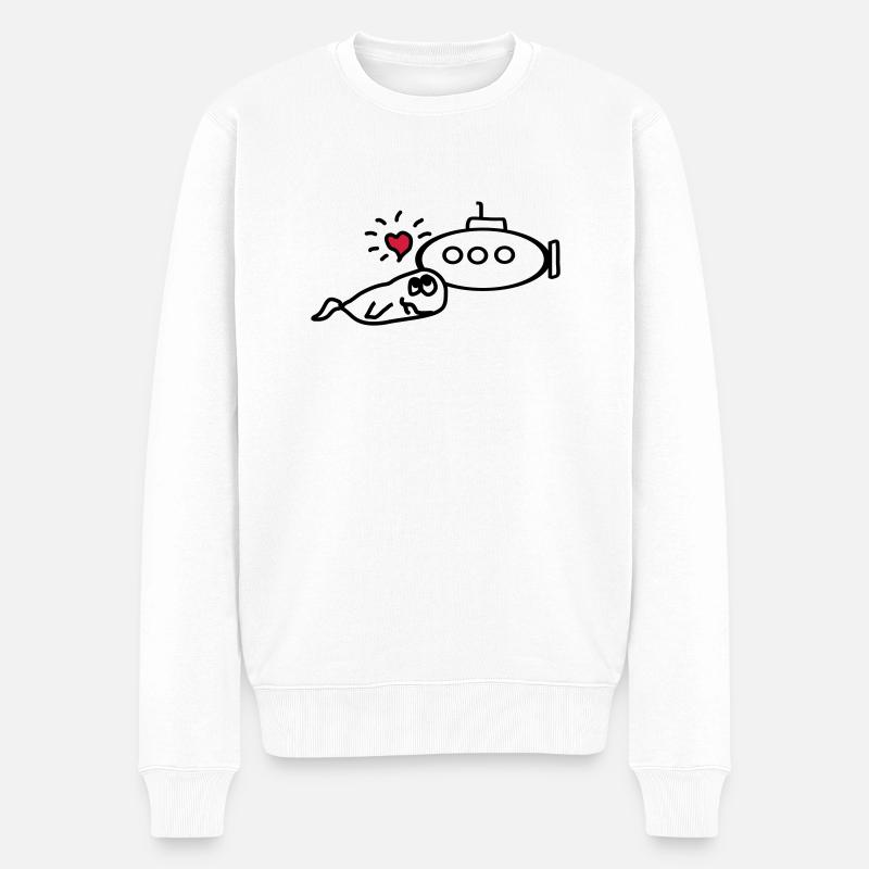 wal liebt uboot - Männer Premium Bio Pullover - Weiß