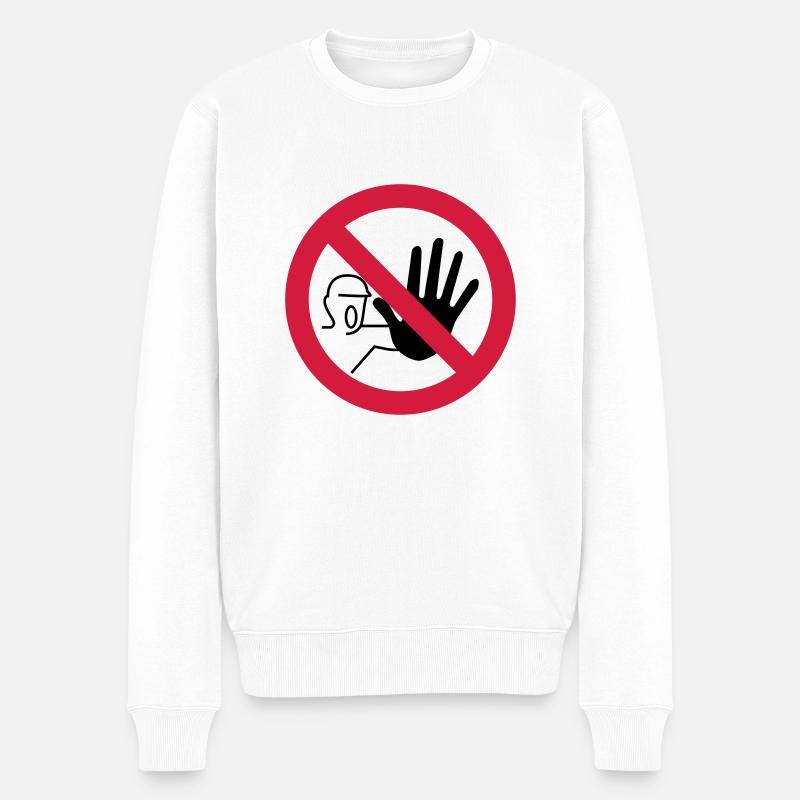 Verbotsschild betreten - Männer Premium Bio Pullover - Weiß
