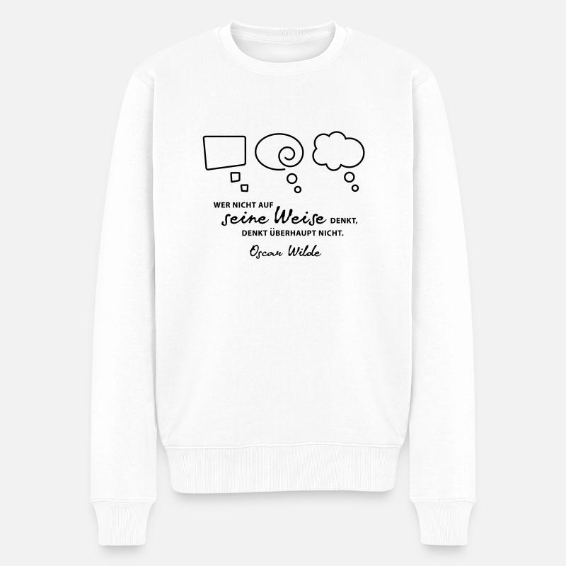 Denken - Gedanken - Hirn - Brain - Zitat - 1C - Männer Premium Bio Pullover - Weiß