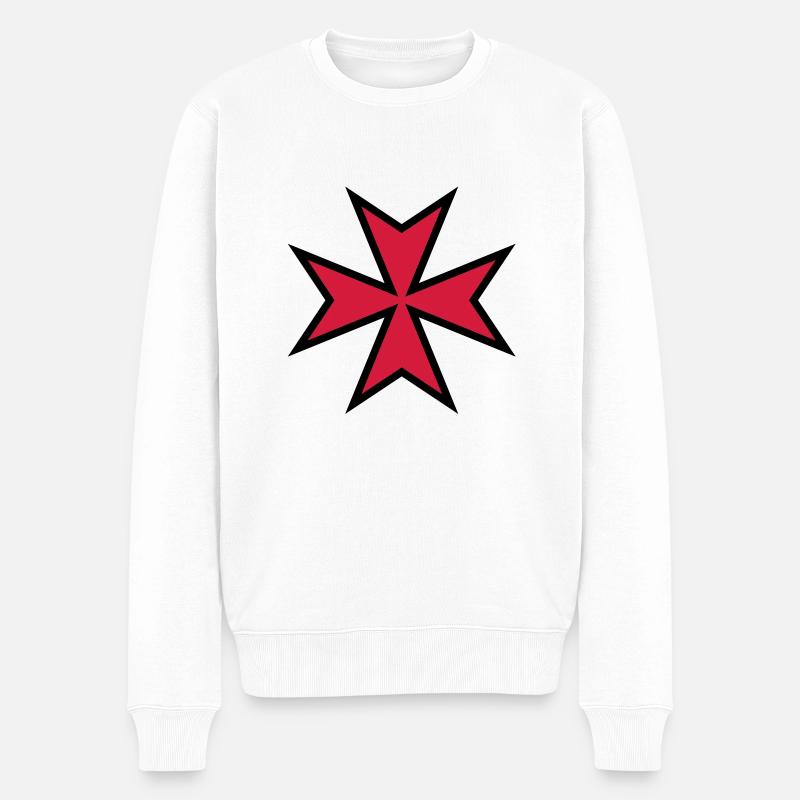 Maltese Cross__V002 - Männer Premium Bio Pullover - Weiß