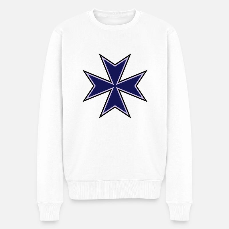 Maltese Cross__V003 - Pull Premium bio Homme - blanc