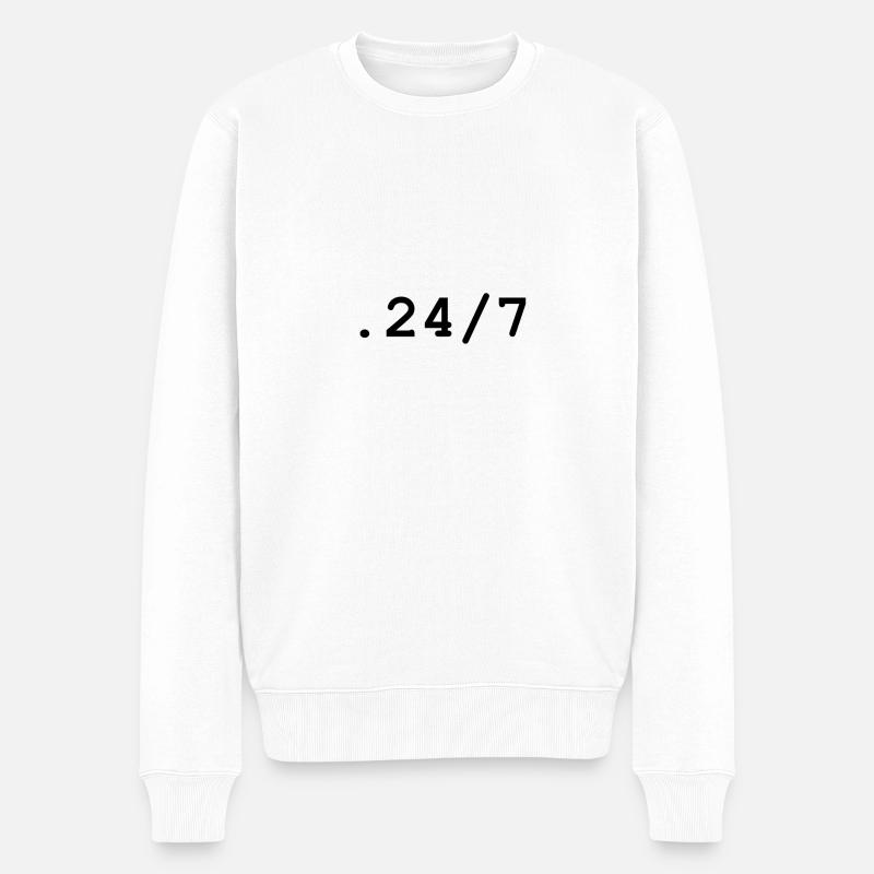 .24/7 - Männer Premium Bio Pullover - Weiß