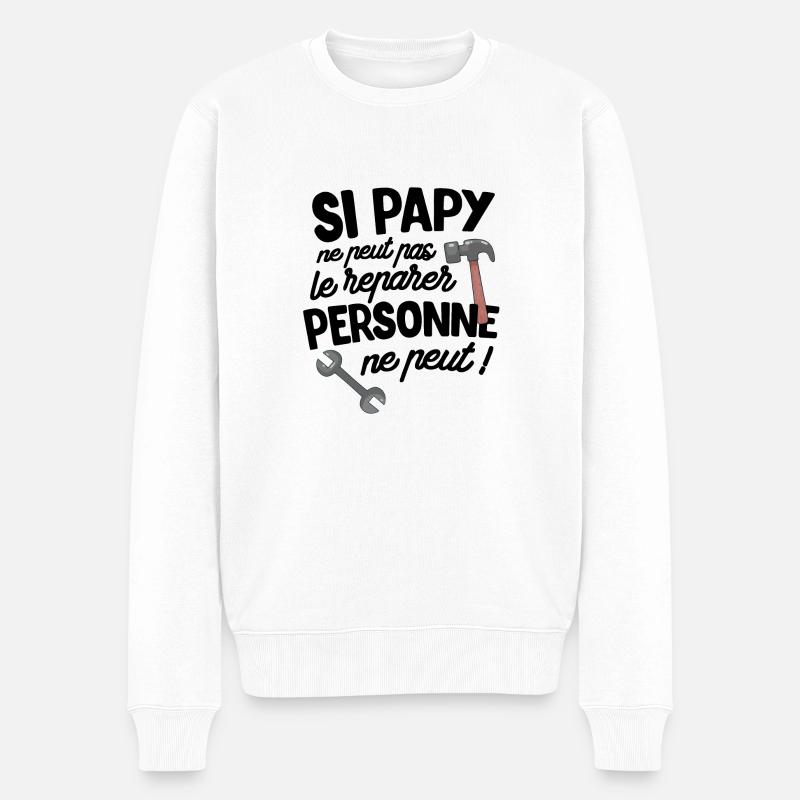 cadeau papy papi bricoleur - Pull Premium bio Homme - blanc