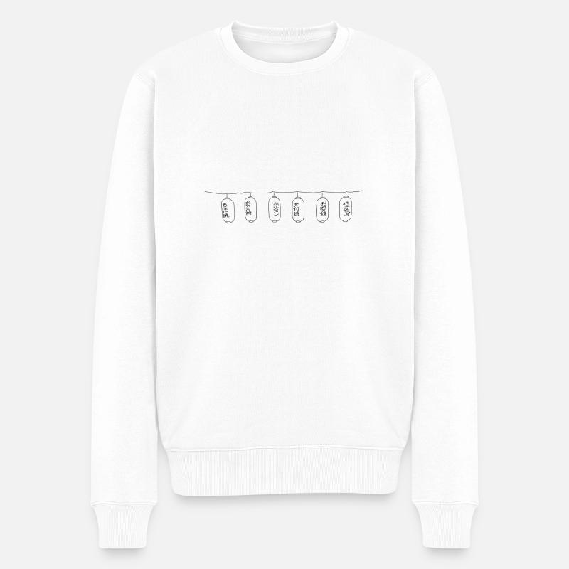japanische Laternen Design - Männer Premium Bio Pullover - Weiß