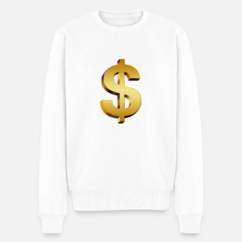 Dollarzeichen - Männer Premium Bio Pullover - Weiß
