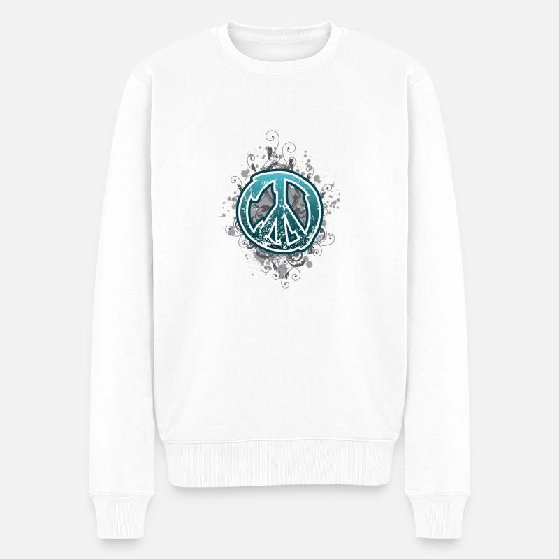 Peace de - Männer Premium Bio Pullover - Weiß