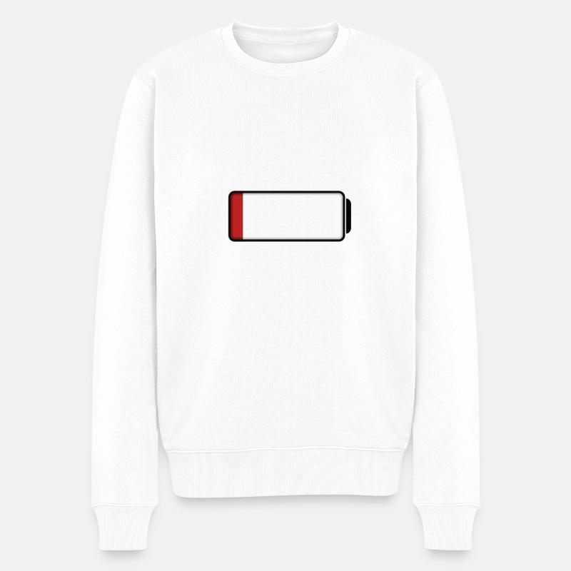 Batterie (faible / vide - 10%) - Pull Premium bio Homme - blanc