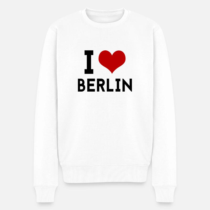 I love Berlin - Männer Premium Bio Pullover - Weiß