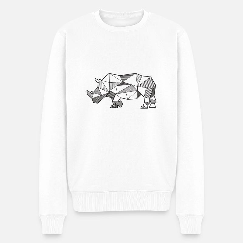 Nashorn geometrisch - Männer Premium Bio Pullover - Weiß
