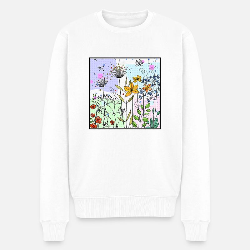 Blumen - Männer Premium Bio Pullover - Weiß