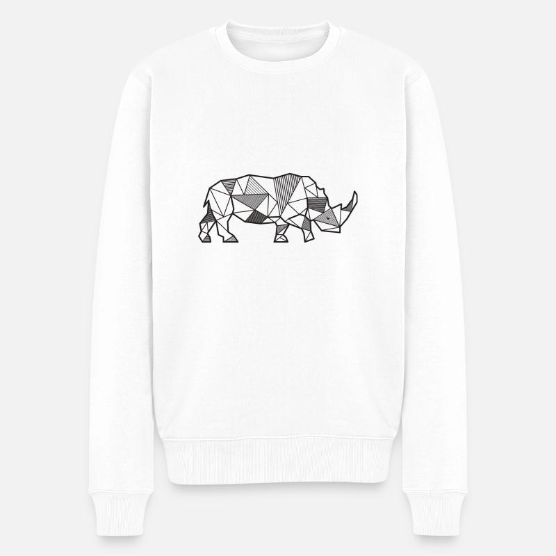 Nashorn geometrisch Geschenk Tier Safari Afrika - Männer Premium Bio Pullover - Weiß