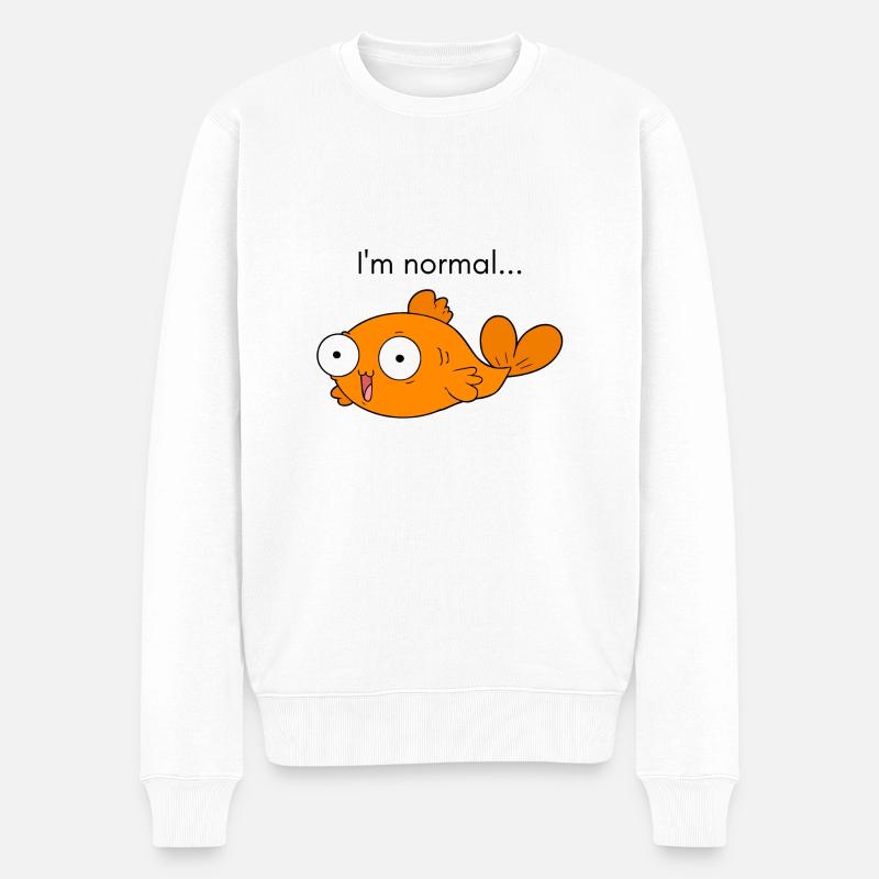 Idée de cadeau de poisson d'art drôle de poisson rouge - Pull Premium bio Homme - blanc