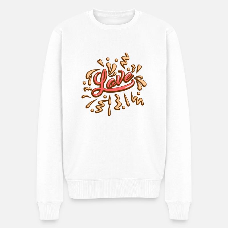 Love Liebe - Männer Premium Bio Pullover - Weiß